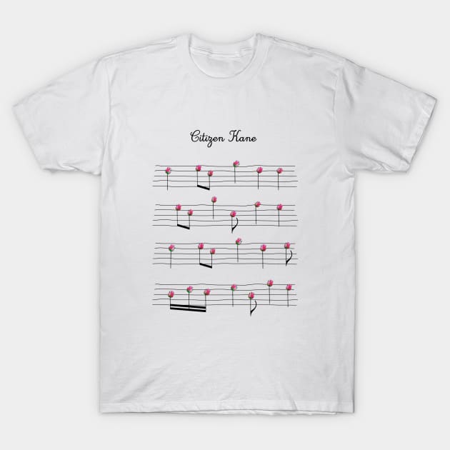 Citizen Kane Orson Welles cinema music fan art roses T-Shirt by Rozbud